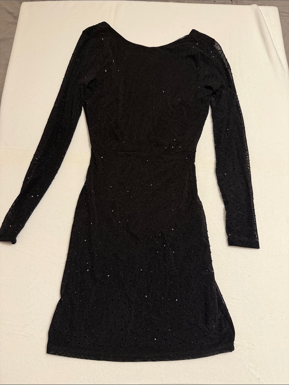 Windsor Black Long Sleeve Sequin Sheath Dress s35